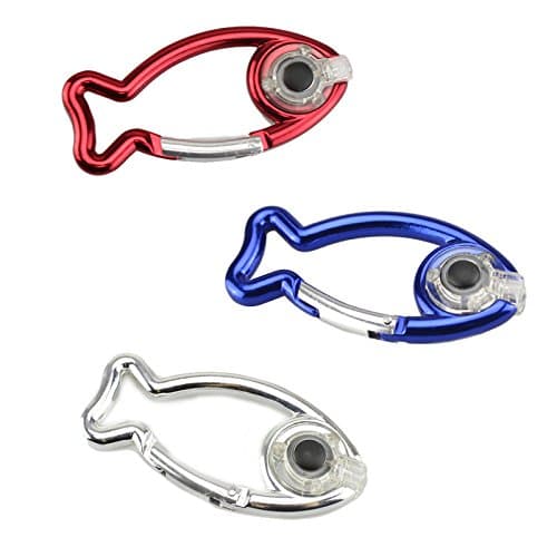 Coztoy Led Flashlight Carabiner Snap Hook Keychain Fish Shape Torch Light Outdoor For Hiking Climbing (fish (silver))