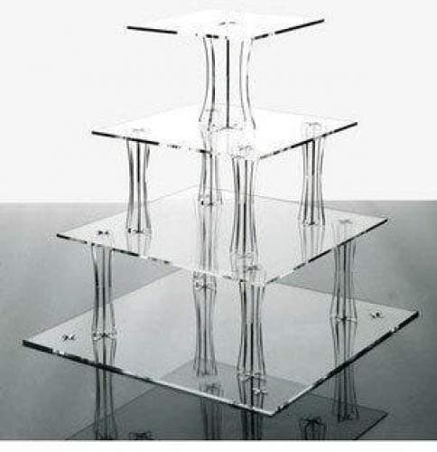 Cupcake Stand 4 Tier Square Clear Acrylic Plastic for Wedding and Parties