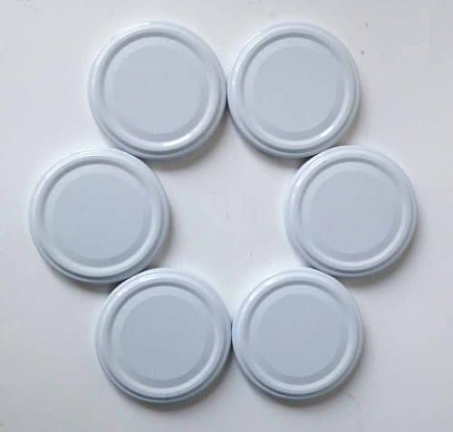 6 White Jam Jar Lids, 58mm