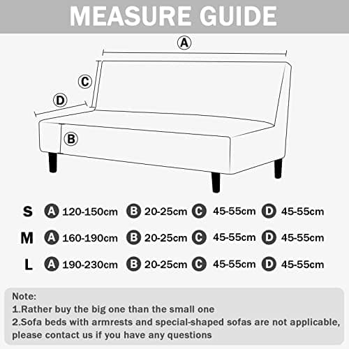 Mateju Armless Sofa Bed Cover, Butterfly Pattern Folding Sofa Bed without Armrests, Non Slip Stretch Futon Slipcover Protector for 2-3 Seater, Washable Couch Bed Slipcovers (grey,120-150cm)