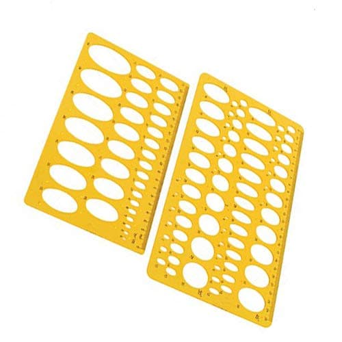 2pcs Ellipse Isometric Oval Geometry College Math Stencil Ruler Template for School Office