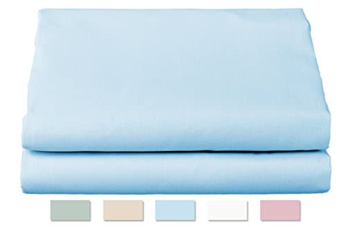 Thomaston Mills: Percale Sheet Set, Wrinkle Resistant, American Made, Durable, Crisp Fabric, King Size, Light Blue