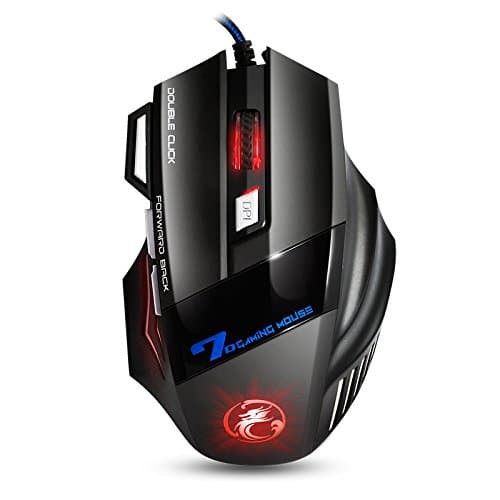 Apedra Wired Optical Game Mouse, Dark Knight X7, LED Blinding Breathing Light, 4 Adjustable DPI Mice, 7 Programmable Button Game Mice for Windows XP/Vista/7/8/10/ Mac OS X