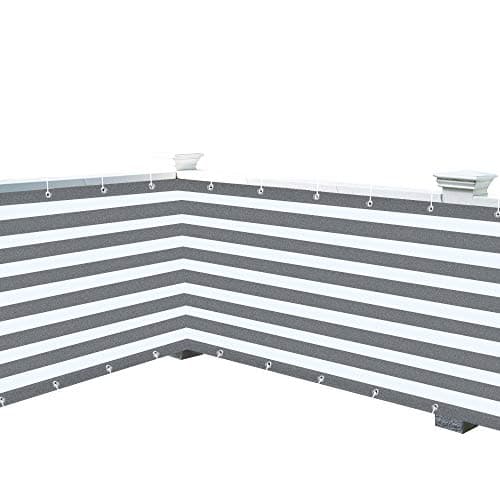 XiaZ Privacy Fence Screen, 3' x 16' Deck Shield Screen Fence Cover,180GSM Balcony Privacy with Aluminum Grommets for Deck, Patio, Backyard, Outdoor Pool, Porch, Railing, Blue White