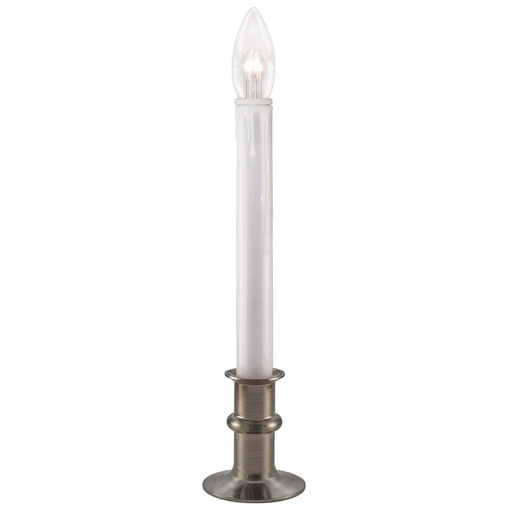 Celestial Lights Ultra Bright, Battery Operated LED Window Candle with Timer (1 Candle, Brushed Nickel)