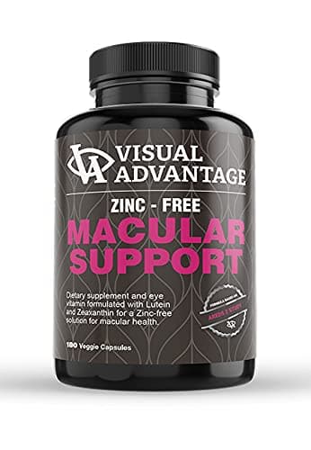 Visual Advantage Zinc-Free AREDS 2 Eye Vitamins for Macular Support – 3 Month Supply (180 Veggie Capsules) – Lutein & Zeaxanthin Formula Based on The AREDS II Study