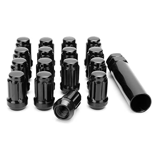 16pcs M12x1.5 Spline Black Lug Nuts with Socket Key, Fits Polaris RZR Honda Can-Am Pioneer, Steel, Limited Warranty