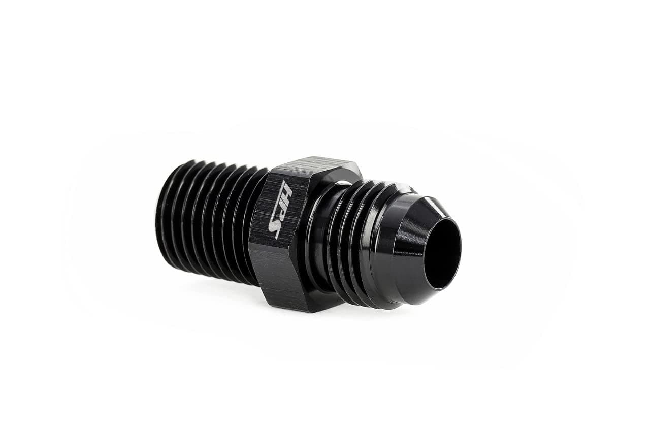 HPS Performance AN816-8-8 AN to NPT Adapter Fitting, Aluminum, Size: AN-8 to 1/2 NPT, Angle: Straight, Black