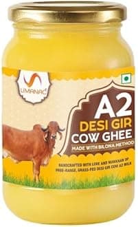 Umanac A2 Desi Gir Cow Ghee- 500ML | Desi A2 Cow Pure Ghee | Bilona Method | Grass Fed | Traditional Hand Churned | 100% Organic Ghee | Certified & Tested
