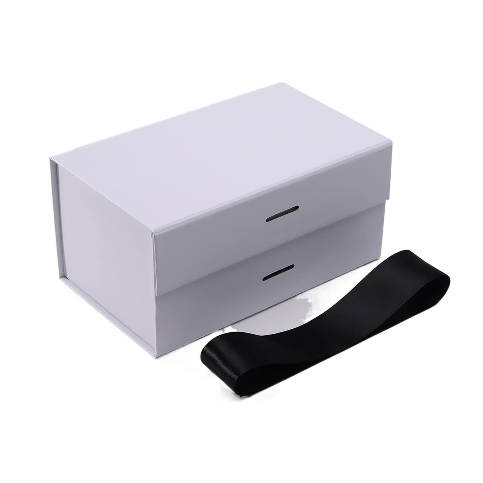 YOGISU Large Moving Boxes, Directly Elegant White Storage Solid Folding Cardboard Box With Ribbon (Color : White)