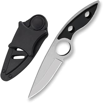 Omesio Mini Small Fixed Blade Knife, 6.69 Inch Tactical Hunting Knife with Sturdy Sheath - Full Tang EDC, Gifts for Outdoor and Camping (White)