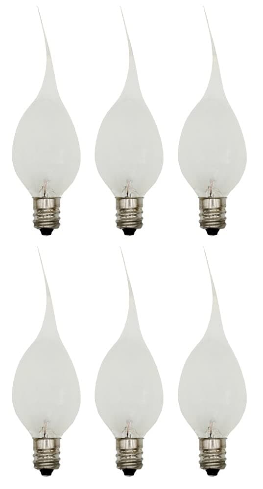 Creative Hobbies 6-Pack, Incandescent Silicone Dipped Candle Light Bulbs, 7 Watt, Longer Life Country Style, Electric Candle Lamp Replacement Light Bulbs Individually Boxed