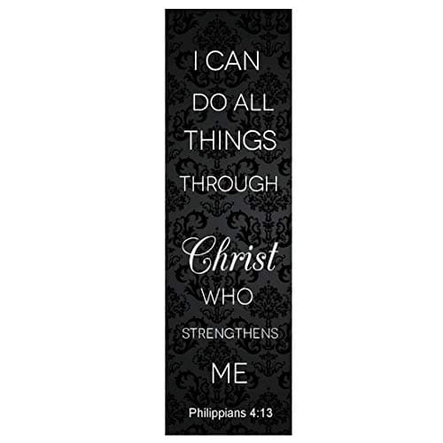 Black Philippians 4:13 I Can Do All Things Through Christ Bookmark (12 Pack) 7"