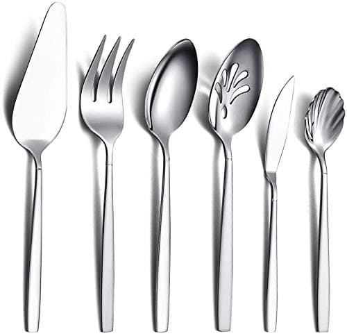 Cutlery Serving Set,Kyraton Stainless Steel Flatware Serving Set,Serving Utensils are Rust Proof and Dishwasher Safe (6 Pieces)