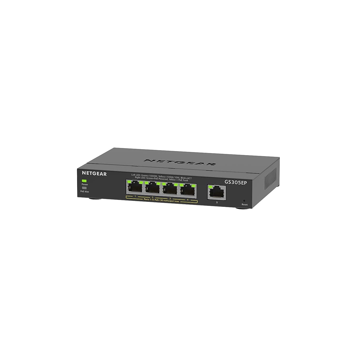 5 Port PoE Gigabit Ethernet Easy Smart Managed Essentials Switch (GS305EP) - with 4 x PoE+ @ 63W, Desktop or Wall Mount
