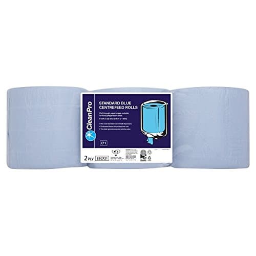 CleanProStandard Blue 2 Ply Centrefeed Rolls - 6 Rolls (2 packs)