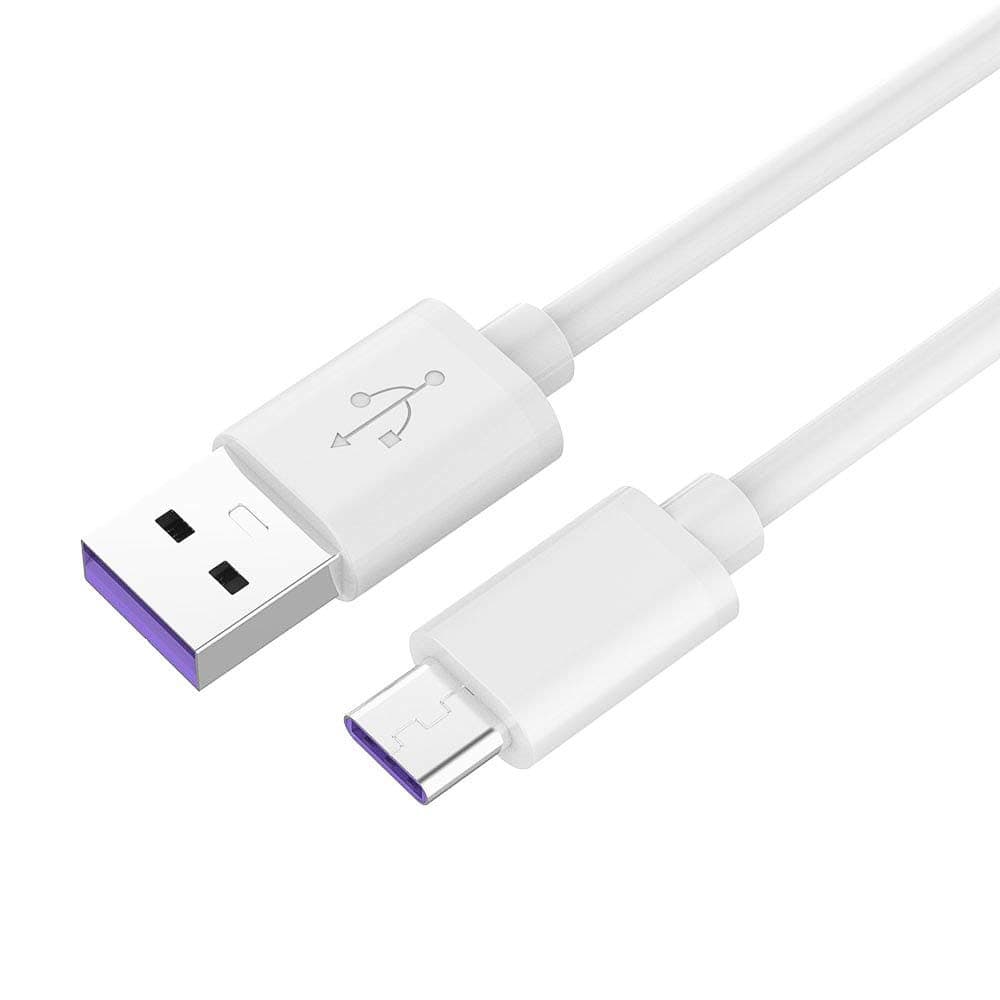 Premium Cord Fast Charging Cable, USB-C 1 m, Super Fast Charging 5A, USB 3.1 Type C Male to USB 2.0 Male, Fast Charging and Data Cable Suitable for Type C Devices, White, 1 m