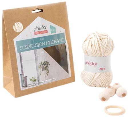 Phildar K Macrame Hanger Kit, Cotton, Ecru, 70 x 20 x 5 cm