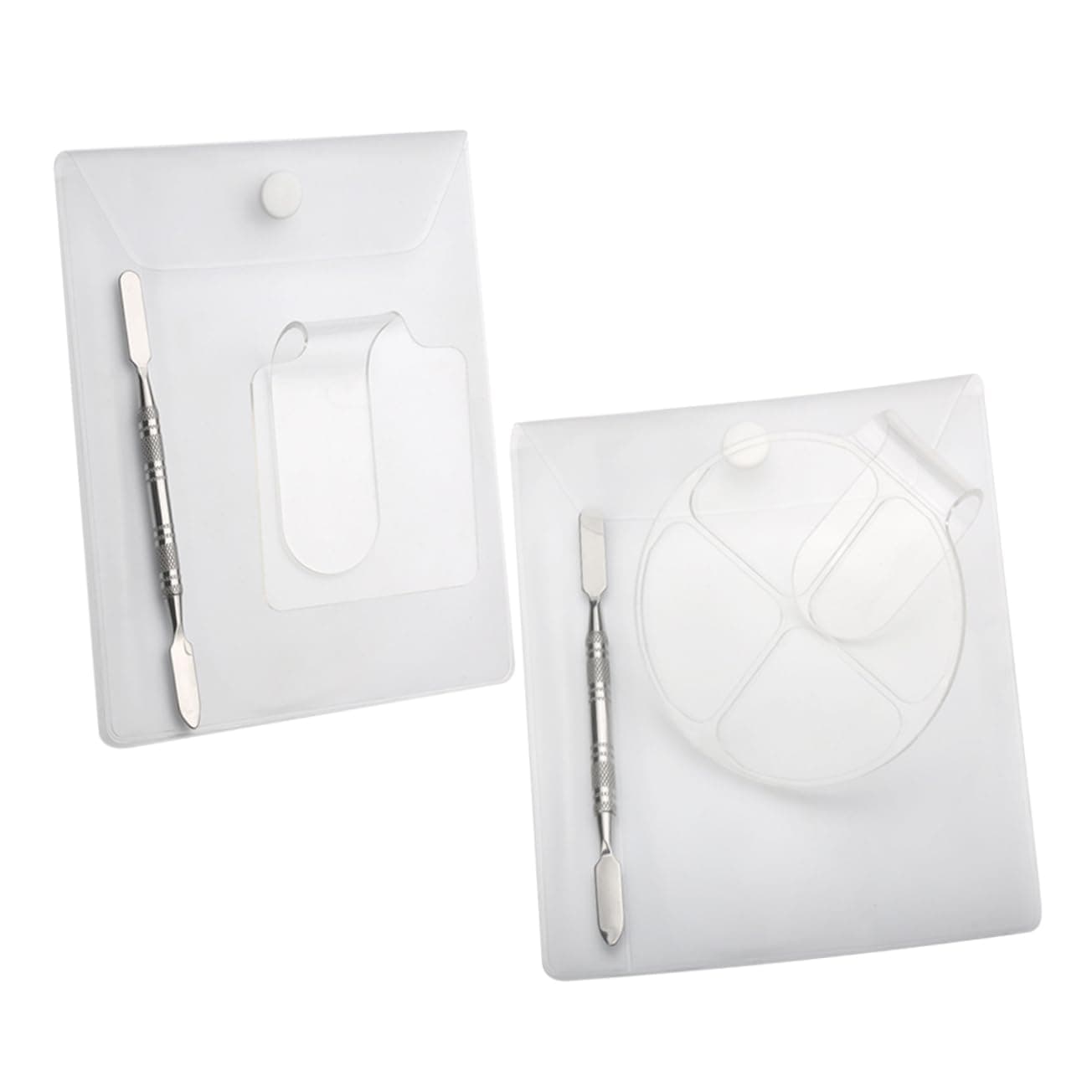 Generic2 Sets Palette Knife Makeup Make up Paint Watercolor Tool Tray Clear Tray Handheld Cosmetic Handmade Rings Nail Art Color Tray Clear Fingernail Polish Foundation White Acrylic Mix