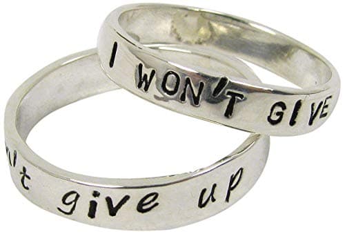 Pure Silver Personalized Rings, 3 or 4 mm wide, set of 2 rings