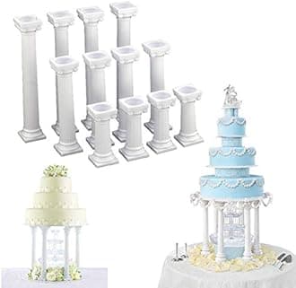 12 Pcs 3 Size Roman Column Cake Stand, Column Cake Tiered Stands Cake Pillars, Fondant Cakes Tier Separator Support Stand