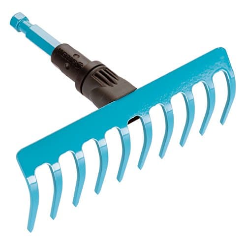 Gardena combisystem rake garden rake for floor work such as cleaning, roughening and leveling, working width 18.5 cm, 10 teeth, for combisystem stems, stem recommended length of 130 cm (3185)
