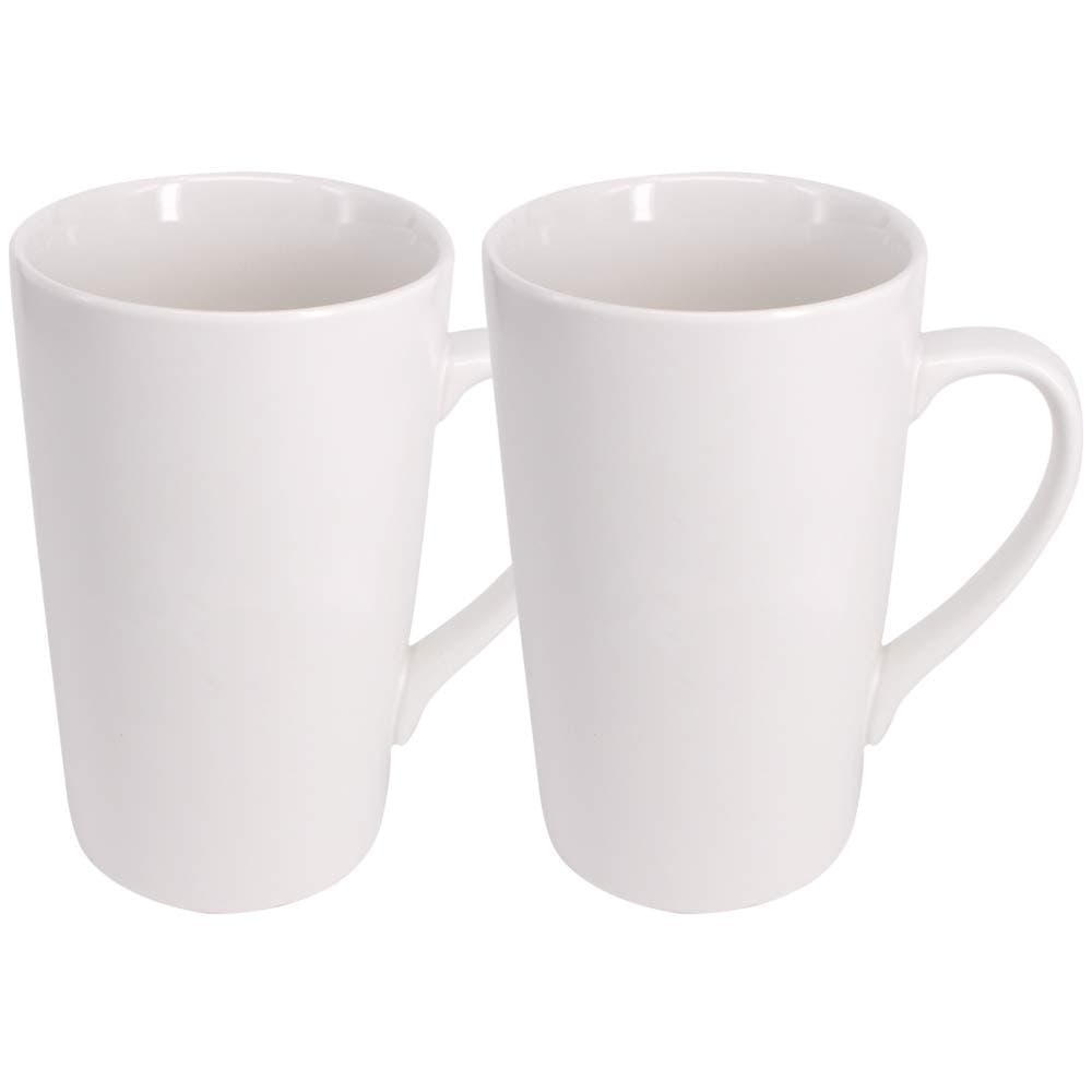 2 Pack 16 OZ Coffee Cup Simple Pure White Ceramic Cup Plain Large Tall White Ceramic Milk Tea Coffee Mug with Handle