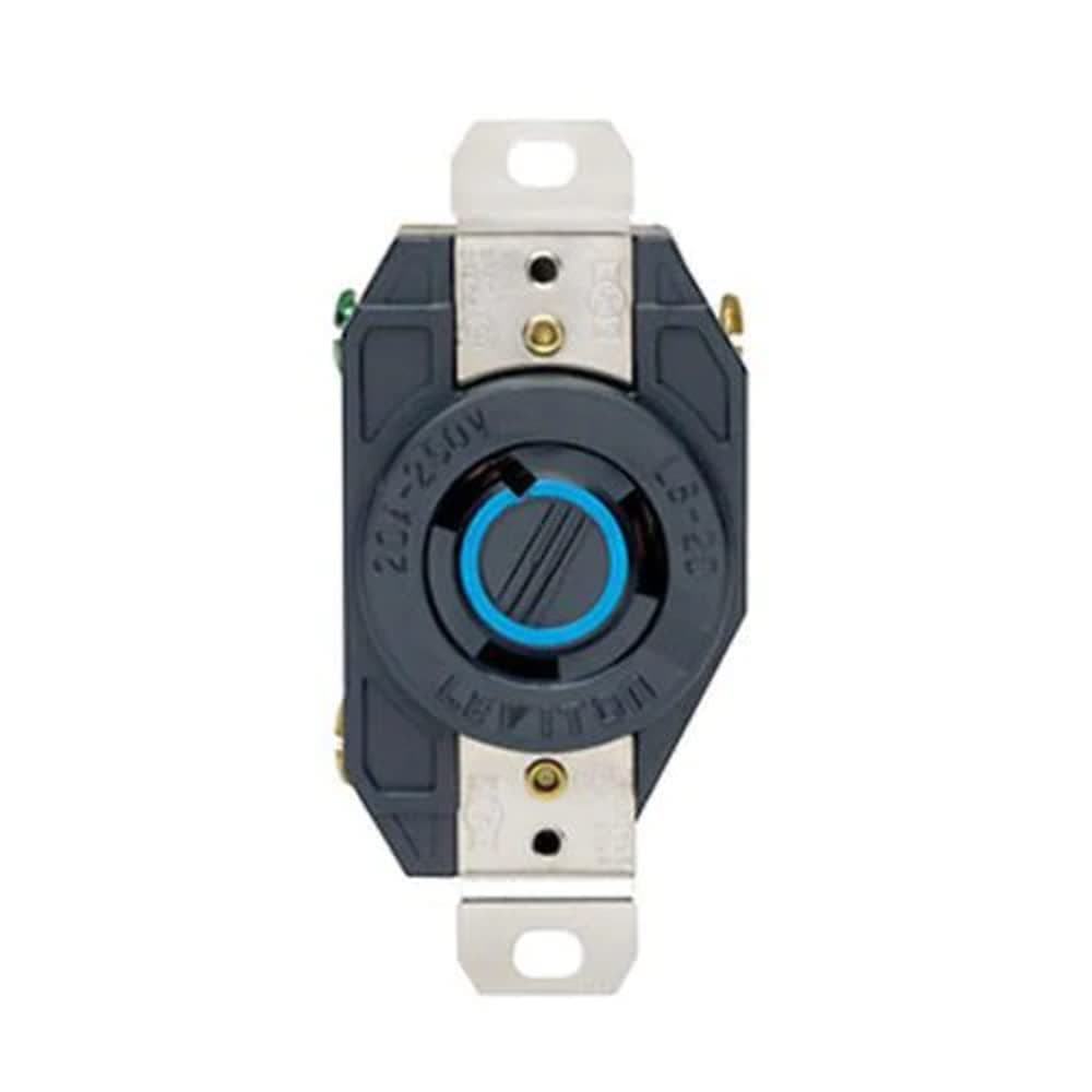 Leviton 20 Amp, 250 Volt, Flush Mounting Locking Receptacle, Grounding, Industrial Grade, V-0-MAX, pack of 1, 2320, Black