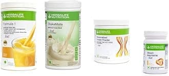 Herbalife Nutrition Formula 1 Shake Mango 500g, Protein Powder 200G, Shake Mate 500g, Afresh Ginger 50g Nutrition Drink (Pack of 4)
