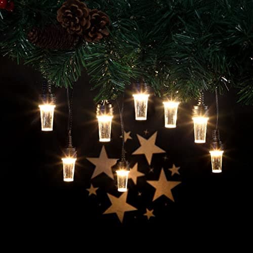 Star Pattern Projector Christmas String Lights, 8 Warm White Projector Bulbs, 14 m