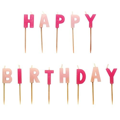 Pink Happy Birthday Cake Candles