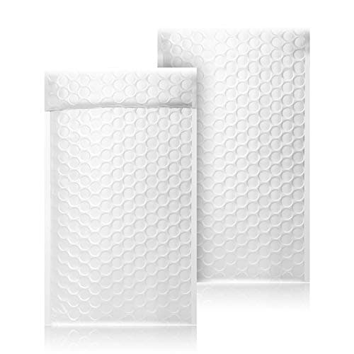 PackaPro #000 Poly Self-Seal Bubble Mailer 4X8 Special Extra Wide (actual size 5X8) Padded Envelopes Pack of 50 - White