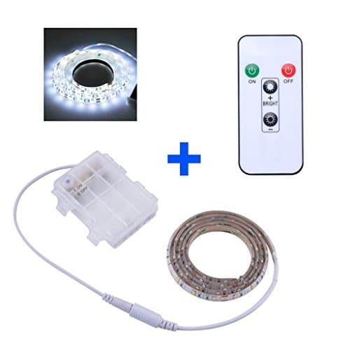 SUMAITEC LED Strip Lights with dimmer Remote, Battery Powered, Cold White, Length to Select: L=50cm / 1m / 2m, for Indoor and Outdoor, Waterproof