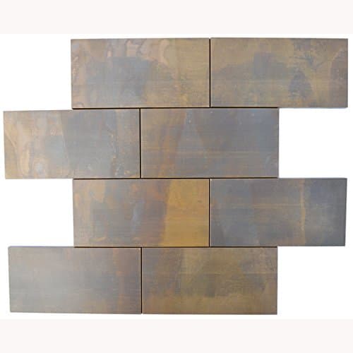 Large Brick Antique Copper Mosaic Tile for Bath and Kitchen Backsplash, Fireplace Surround and Other Wall Decor Applications - EMT_T21-COP-AT