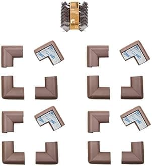 Roving Cove | Baby Proofing Corner Guards Edge Protectors | Soft Caring Baby Corners | Foam Rubber Table Furniture Bumper Child Safety | Safe Corner Cushion | Pre-Taped | 16-Piece Coffee (Brown)