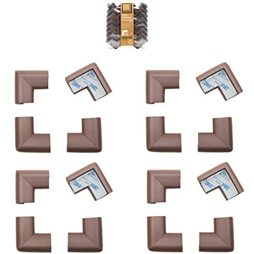 Roving Cove HeftyFit Corner Protector for Baby (16 Large Corners), Heavy-Duty Soft Rubber Foam Furniture Corner Bumper Guards, 3M Adhesive Pre-Taped, Coffee Brown