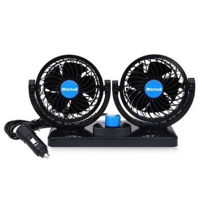 Mitchell 2 Gears 360 Degree Rotating Mini Low Noise Adjustable Car Air Conditioner Cooling Fan