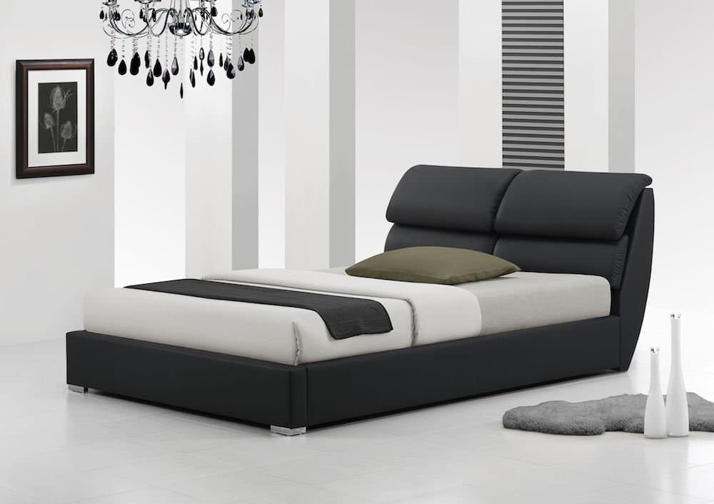 IJ Interiors - LIBRETTO MODERN LEATHER BED + MEMORY FOAM MATTRESS Memory Foam Mattress BLACK 4FT6 Double