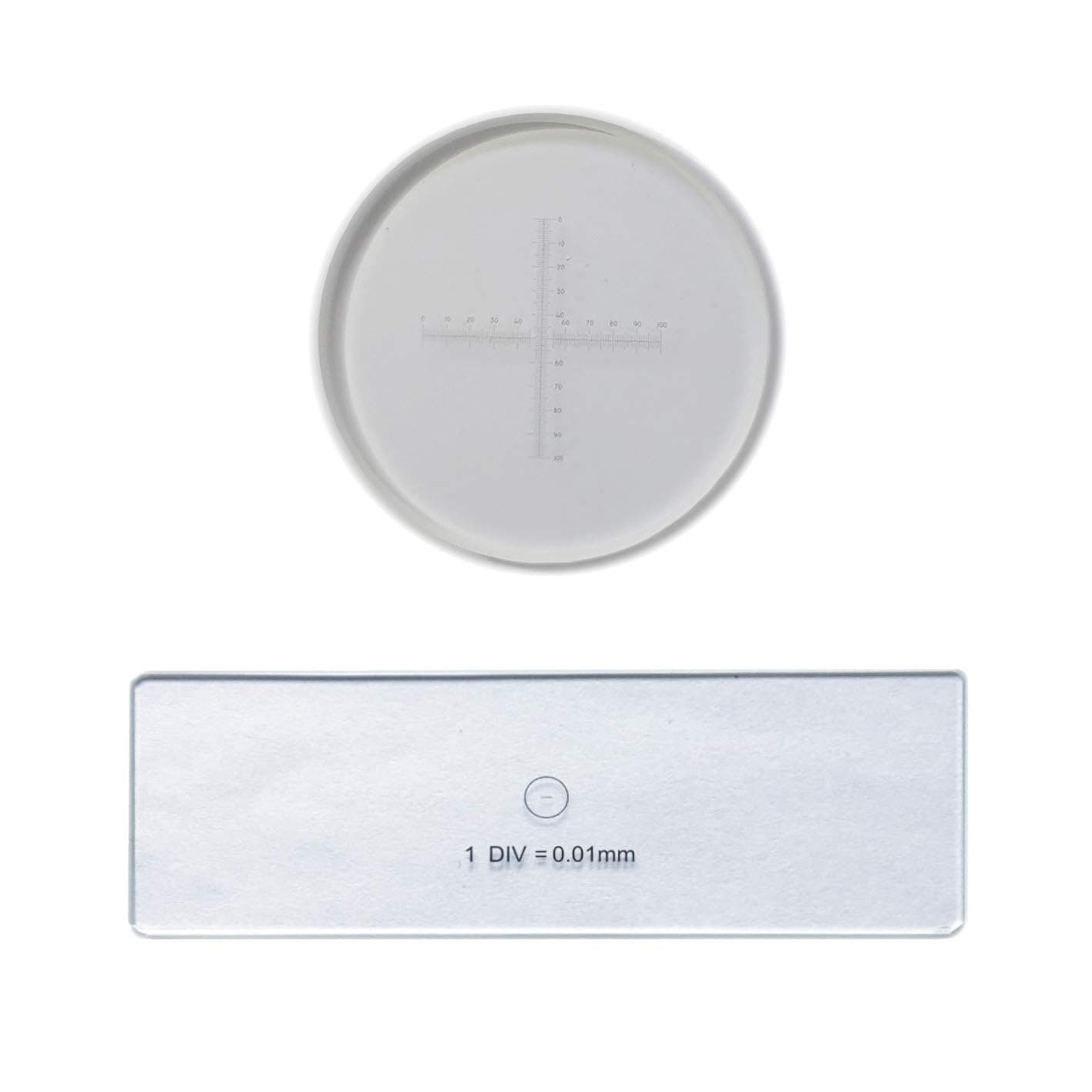 0.1mm High Precision Ocular Micrometer+0.01mm Stage Micrometer Microscope Micrometer, Microscope Camera Calibration Slide, Micrometer Eyepiece, Cross Microscope Calibration Ruler Slides