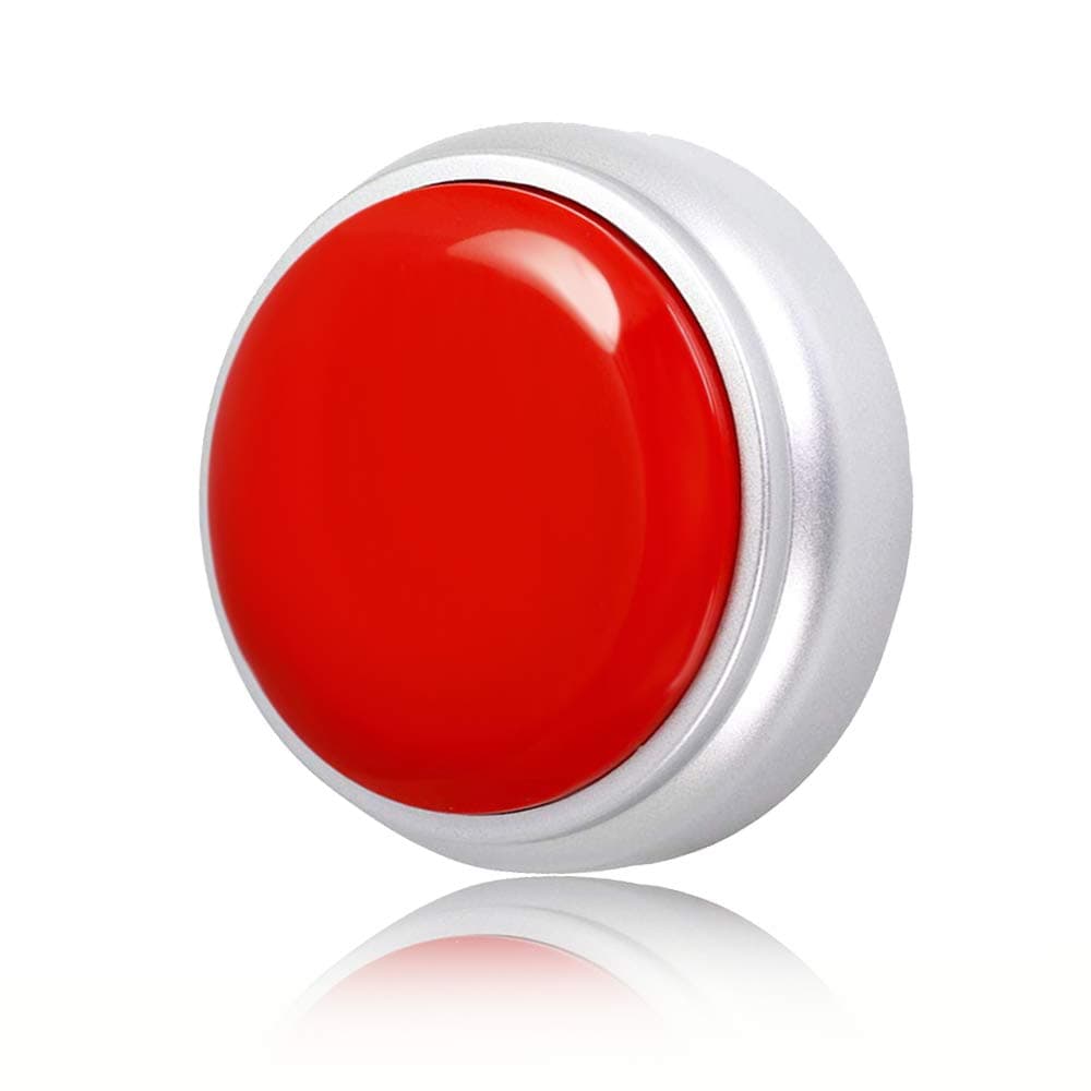 Sound Button- 30 Seconds Custom Recordable Talking Button-Record & Playback Your Own Message-Quality Voice Sound Recorder-Answer Buzzer (RED+Sliver)