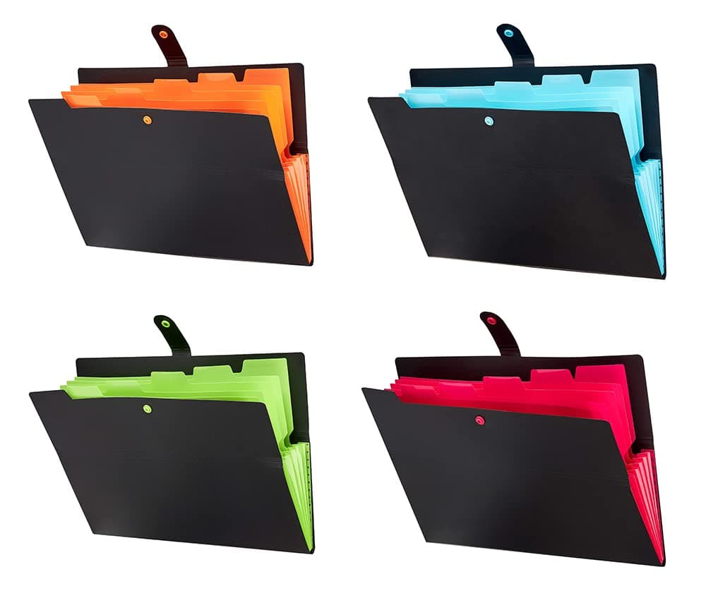 MAKINGTEC 4 Pack Expanding File Folders 6 Pockets, Accordion File Organizer File Folder Expanding Folders A4 Letter Size Document Organizer for School Office