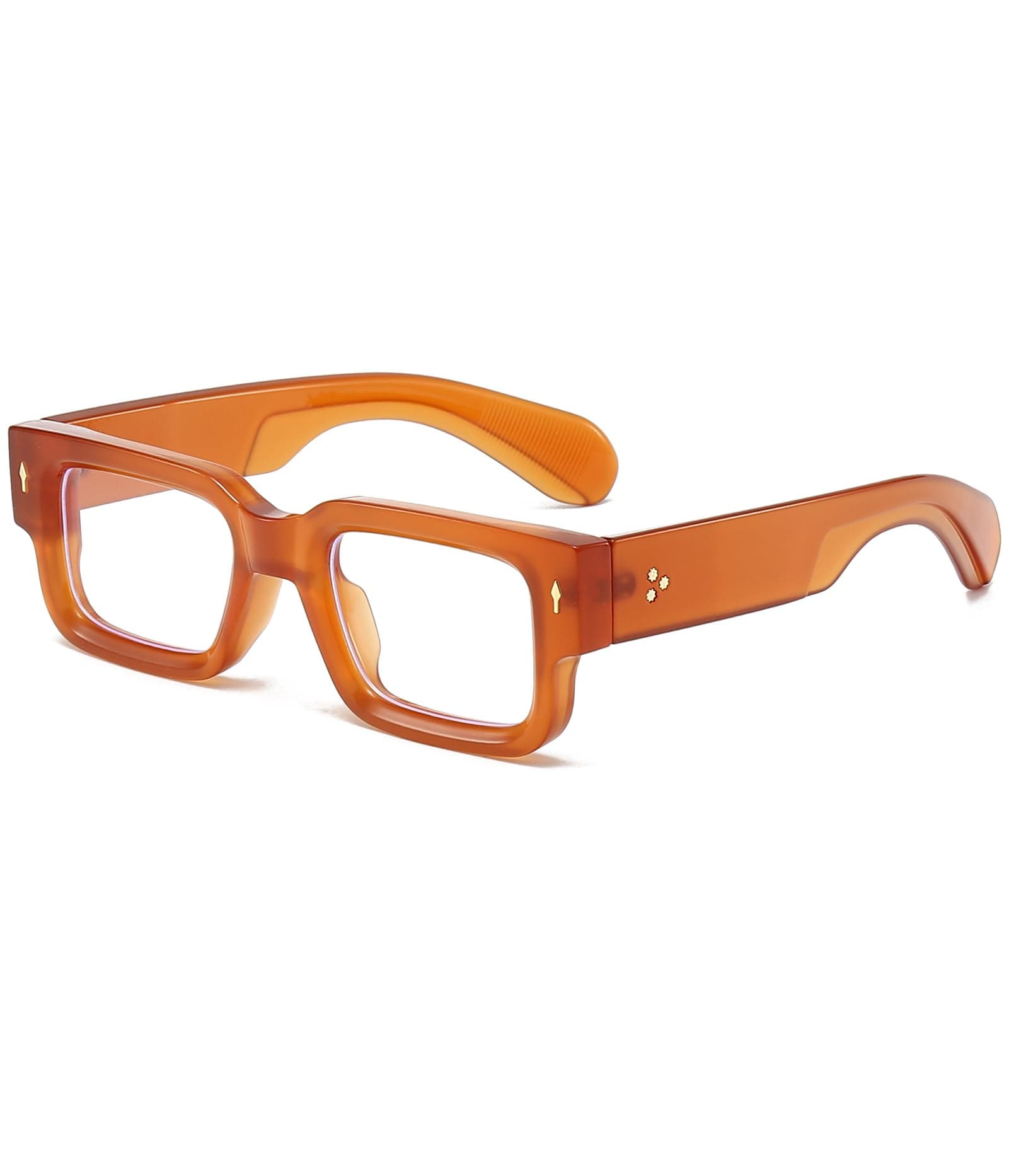 Square Thick Frame Glasses for Women Men Chunky Rectangle Blue Light Glasses Non Prescription Eyeglasses