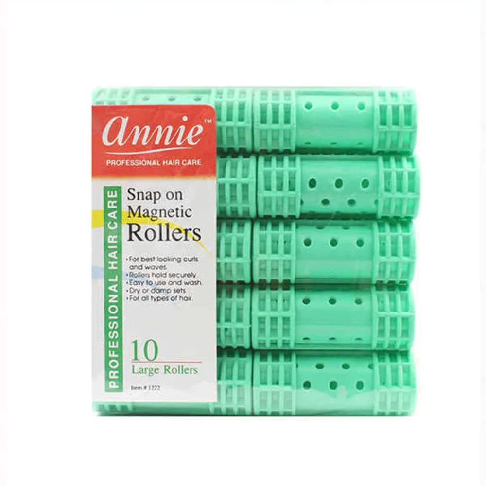 ANNIE LARGE GREEN SNAP-ON MAGNETIC ROLLERS #1222
