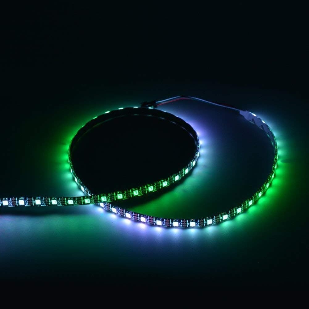 WIXURE Yaqing Lighting 3.2ft/1m WS2812B Programmable LED Strip Light 60 Pixels Individually Addressable Dream Color SMD5050 DC5V Flex LED Strip (Black PCB IP65 Waterproof Version)
