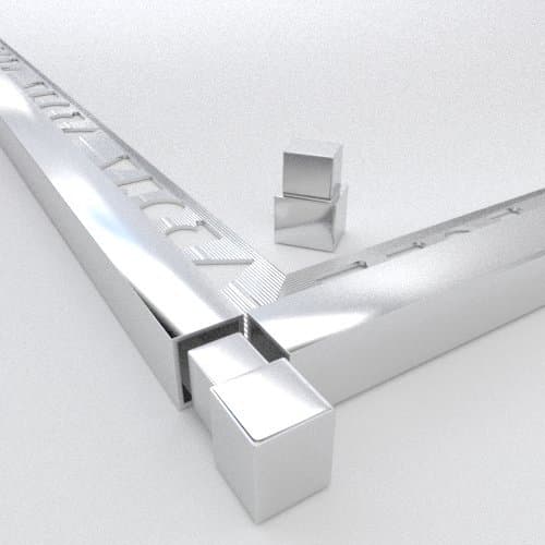 Tile Trim Vroma Corner Blocks Bright Chrome 10mm, 12mm Pack of 2 (12mm)