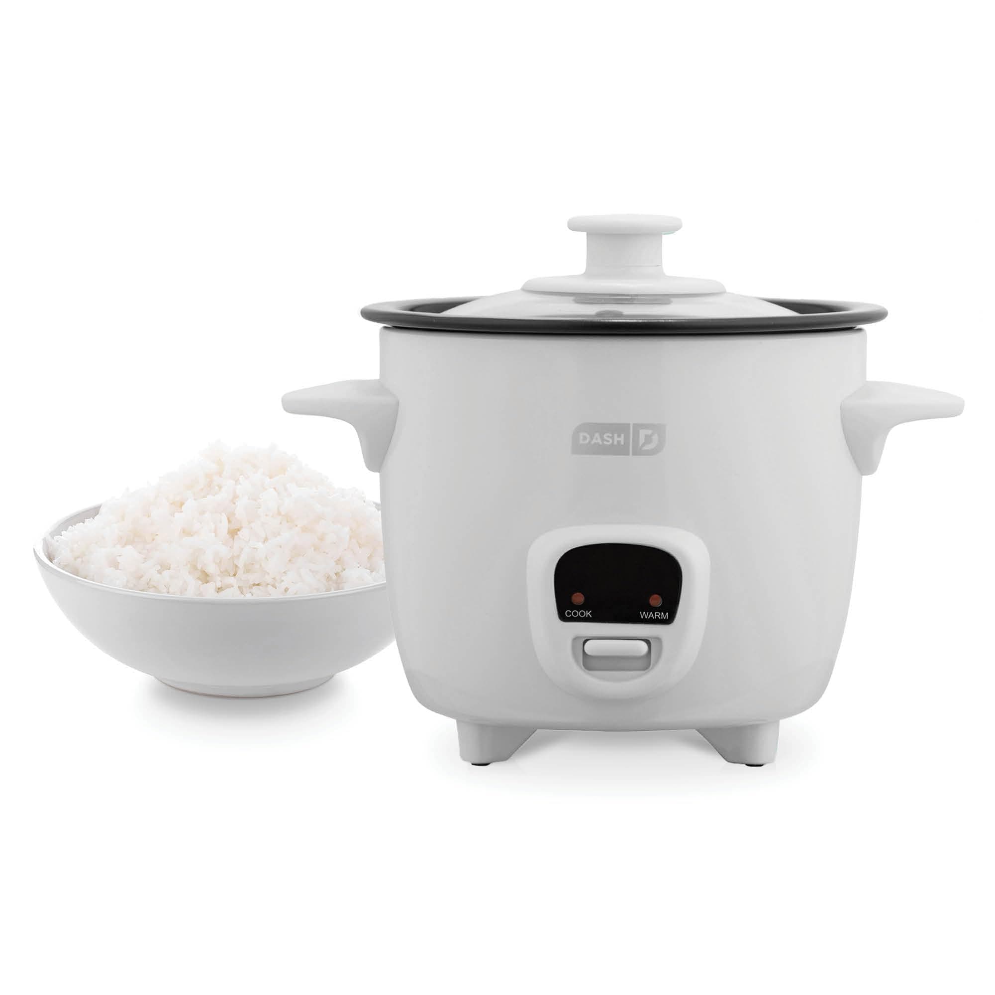 Dash Mini Rice Cooker Steamer with Removable Nonstick Pot, Keep Warm Function & Recipe Guide, 2 cups, for Soups, Stews, Grains & Oatmeal - White
