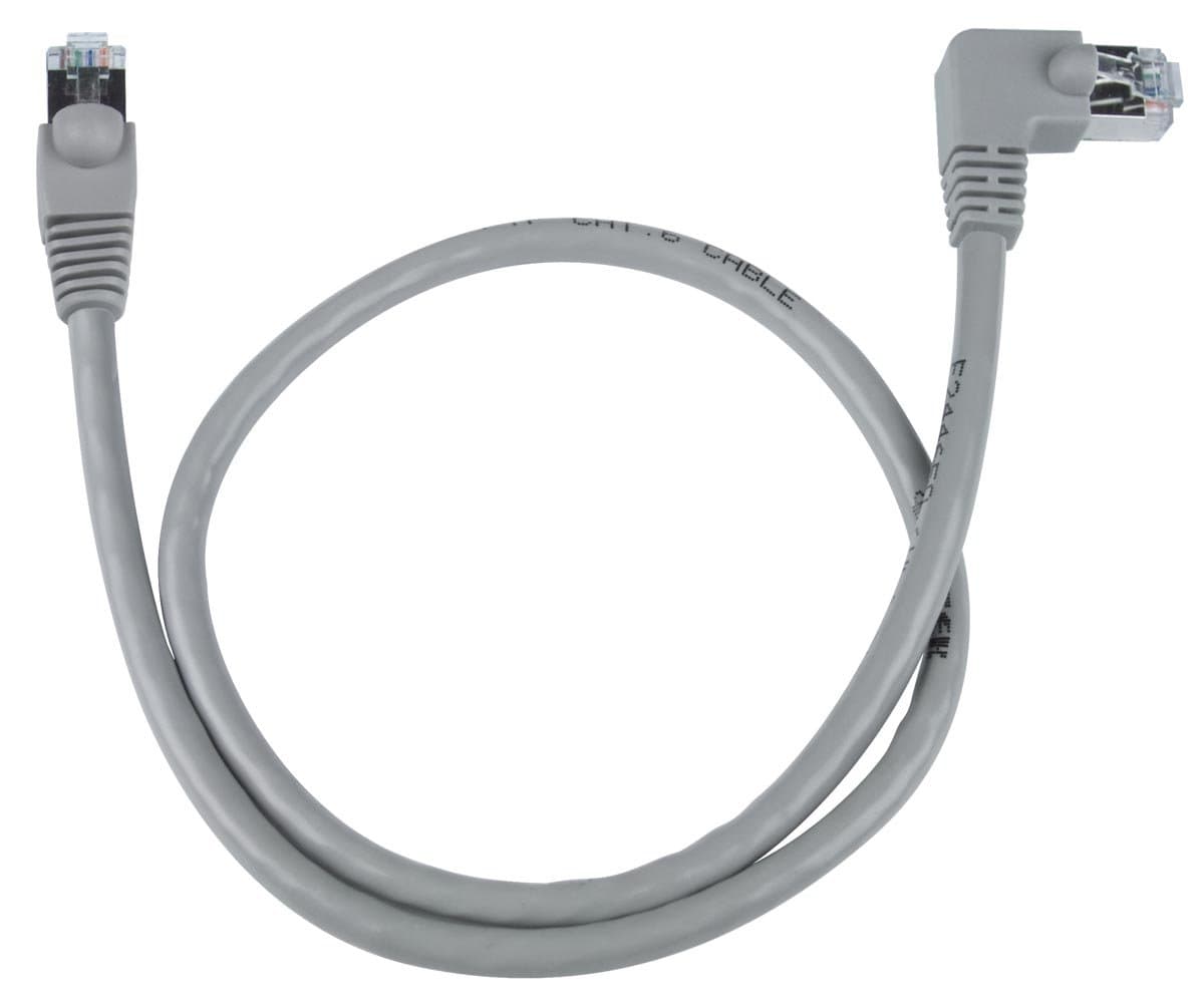 CAT6 Shielded Right Angle to Straight Cable, 9 Feet, Gray