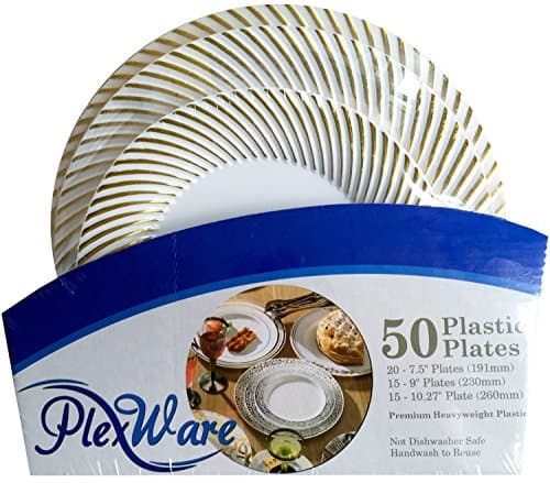 Plexware 50-Piece Golden Swirl Plastic Plates