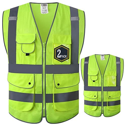 JKSafety Hi-Vis Safety Vest High Visibility Reflecitive Mesh Safety Vests