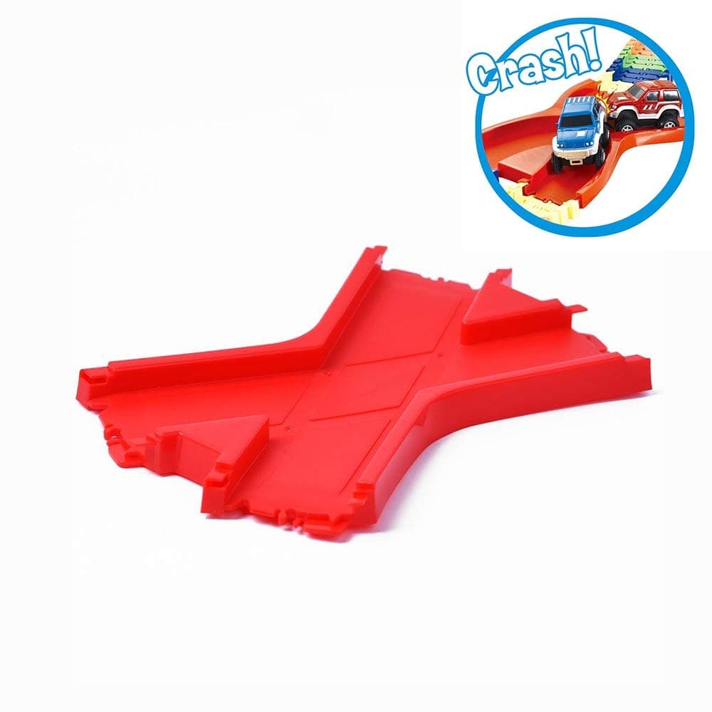 QUOXO for Magic Track Accessory, Cross Channel Create More Fun for Your Bright Circuit, Crash Track Compatible with Most Tracks (X Cross)